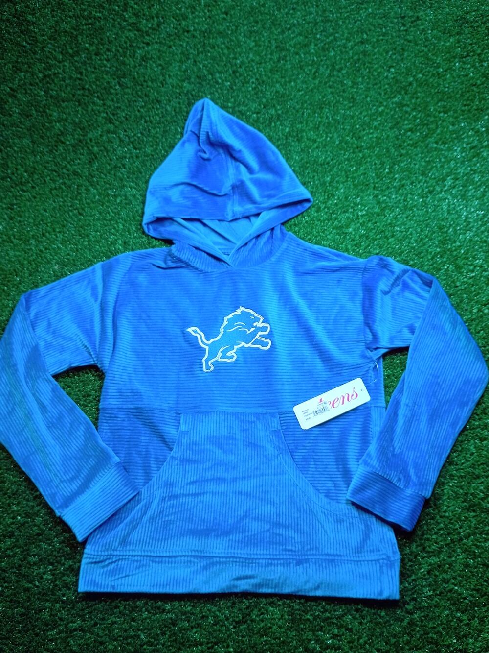 NWT Teens Apparel Detroit Lions Blue Velour Hoodie sm